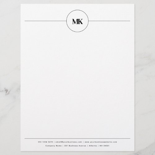 Custom Circle Monogram Professional Letterhead