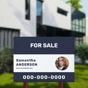 Custom Circle Photo - For Sale Real Estate Blue Sign