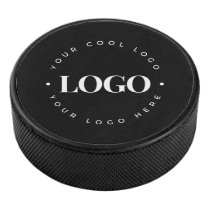 Custom Circle Round Business Logo Branded Black Hockey Puck