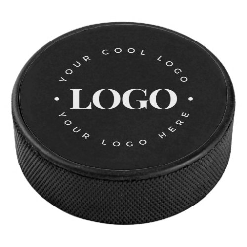 Custom Circle Round Business Logo Branded Black Hockey Puck
