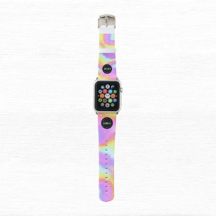 Custom Circle Round Logo & Holographic Business Apple Watch Band