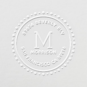 Custom Circular Border   Monogram Return Address Embosser