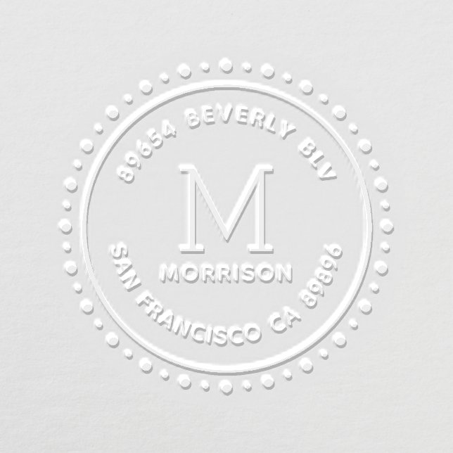 Custom Circular Border | Monogram Return Address Embosser (Design)