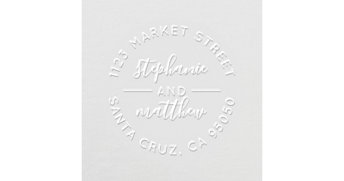 Custom Circular Script Wedding Return Address Embosser Zazzle