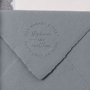 Custom Circular Script Wedding Return Address Embosser