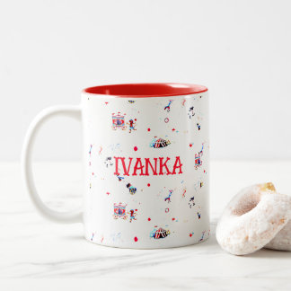 custom circus inspired carnival big top fair Two-Tone coffee mug