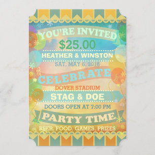 Custom Circus Stag & Doe Ticket Invitations