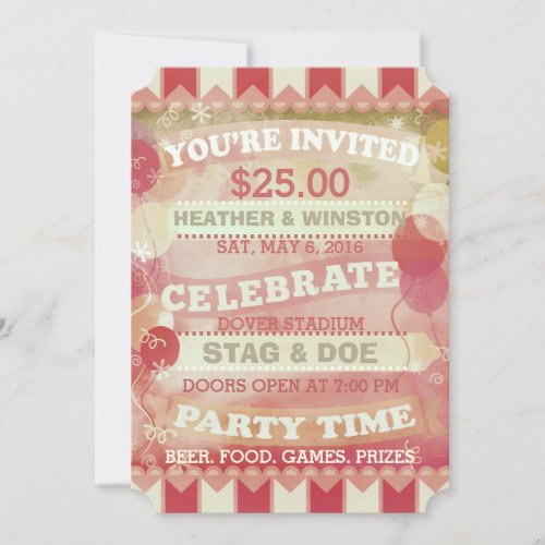 Custom Circus Stag  Doe Ticket Invitations