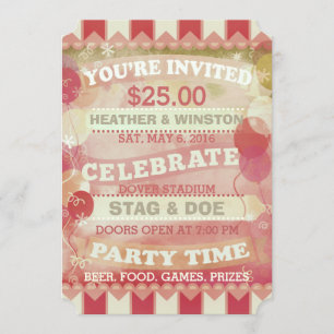 Custom Circus Stag & Doe Ticket Invitations