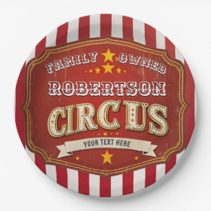 Custom Circus Stripe – Vintage Family Name Paper Plates