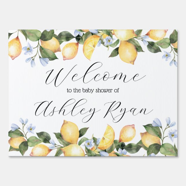 Custom Citrus Baby Shower Sign Lemon Welcome  (Front)