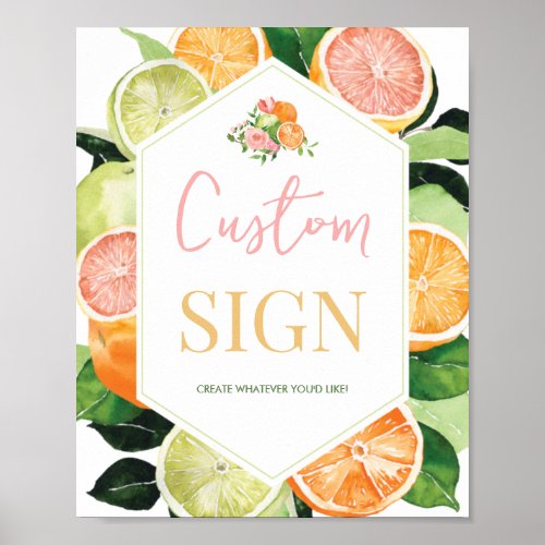 Custom Citrus Bridal Shower Poster