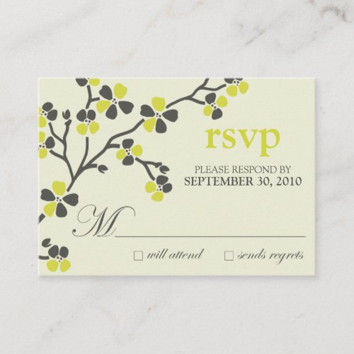 :custom: citrus cherry blossom rsvp card business card