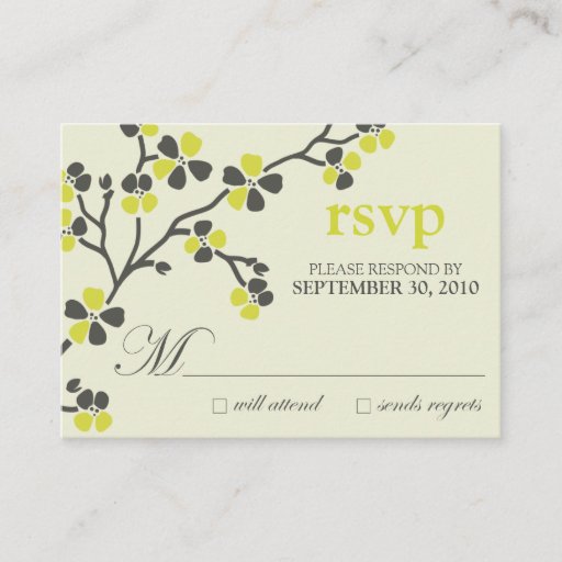Customizable :custom: citrus cherry blossom rsvp card business card