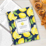 Custom Citrus Lemon Botanical Pattern Navy Blue Notebook<br><div class="desc">This lemon pattern design and a white square on the front where you can customize it with your name,  the purpose,  and the volume if you would like that.</div>