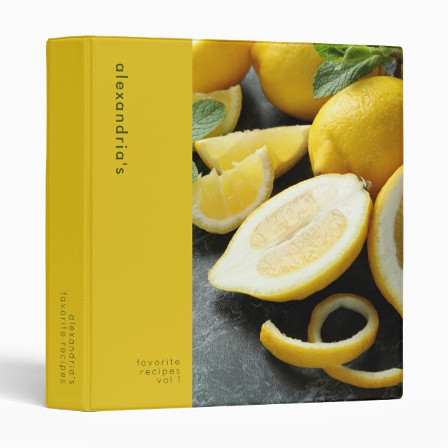 Custom Citrus Lemon Recipe Binder (Front/Spine)