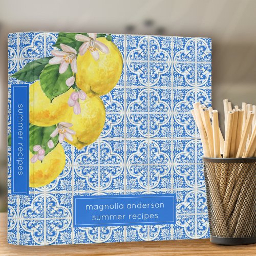 Custom Citrus Lemons Mediterranean Recipe Binder