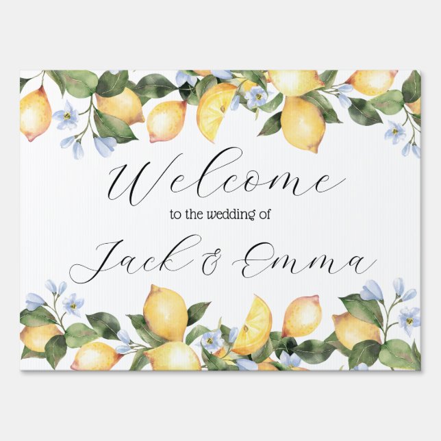 Custom Citrus Wedding Sign Lemon Welcome  (Front)