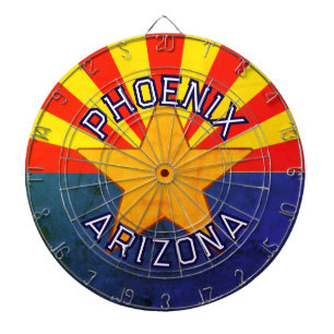 CUSTOM CITY, ARIZONA Flag Design text template Dart Board