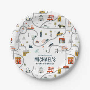 Custom City Cars Birthday  Paper Plates