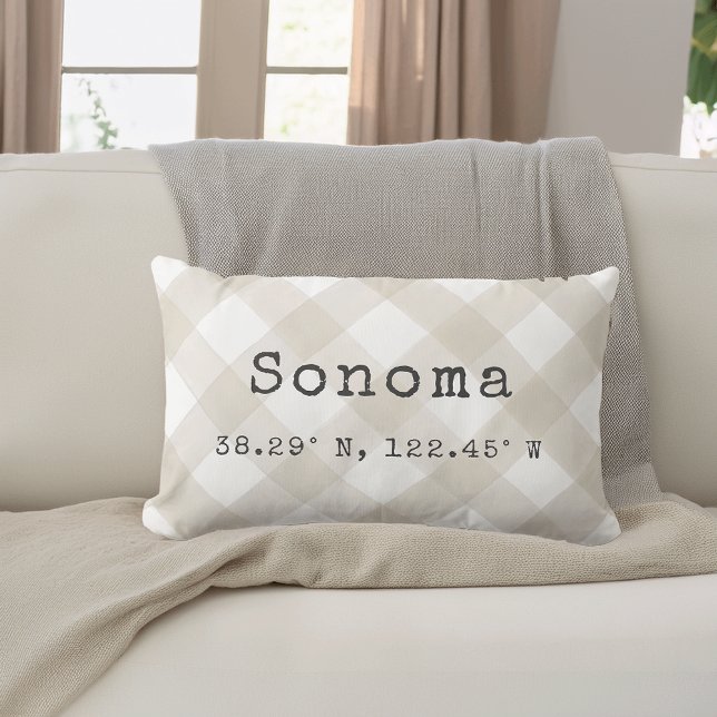 Custom City Coordinates Throw Pillow (Creator Uploaded)