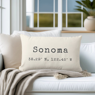 Custom City Coordinates Throw Pillow | Ivory