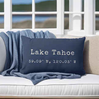 Custom City Coordinates Throw Pillow | Navy