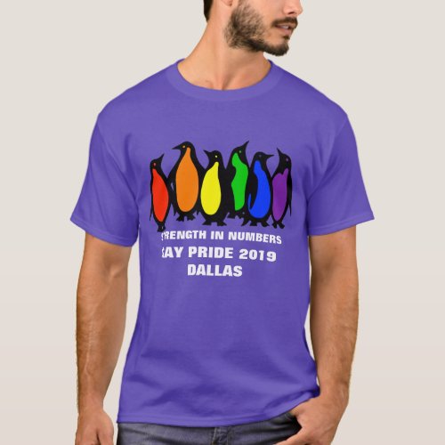 Custom City Gay Pride Parade Rainbow Penguins T_Shirt