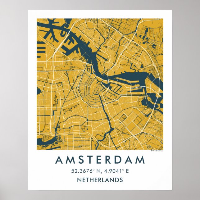 Custom City Map Amsterdam Netherlands Poster (Front)