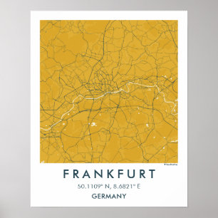 Custom City Map Frankfurt Germany Wall Art Poster
