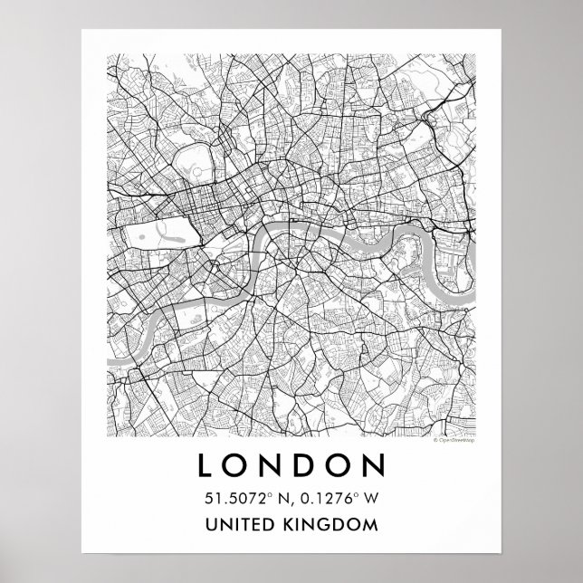 Custom City Map London Wall Art Poster (Front)