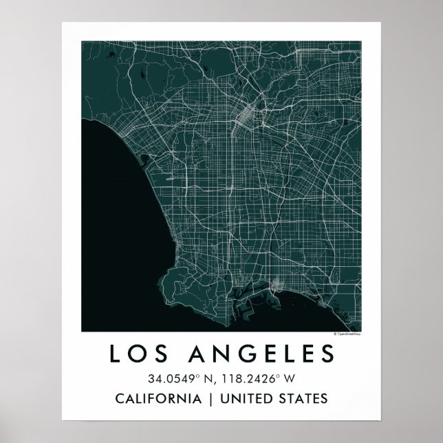 Custom City Map Los Angeles USA Wall Art Poster (Front)