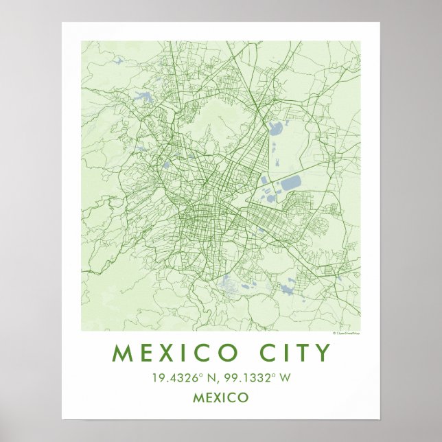 Custom City Map Mexico Wall Art Poster (Front)