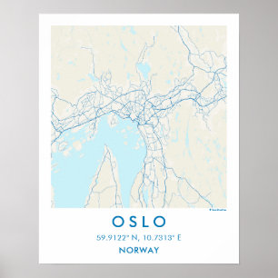 Custom City Map Oslo Norway Wall Art Poster