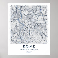 Custom City Map Rome Italy Wall Art Poster