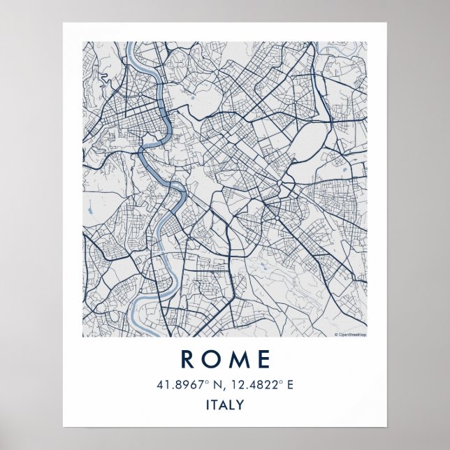 Custom City Map Rome Italy Wall Art Poster (Front)