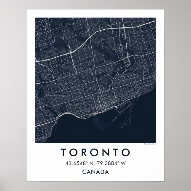Custom City Map Toronto Canada Wall Art Poster (Front)
