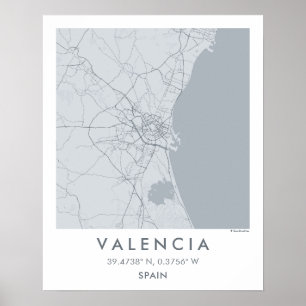 Custom City Map Valencia Spain Wall Art Poster