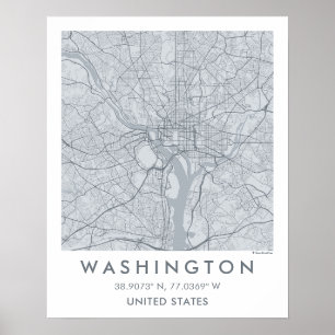 Custom City Map Washington DC Wall Art Poster