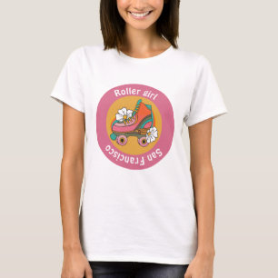 custom city roller skate girl pink girly team club T-Shirt