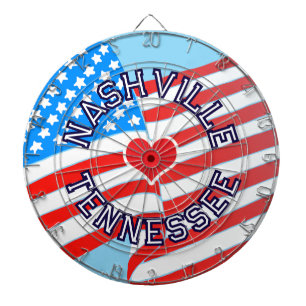 CUSTOM CITY STATE Red White Blue USA Flag & Heart Dart Board