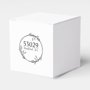 Custom City & State Wreath Farmhouse, Custom name Favor Boxes