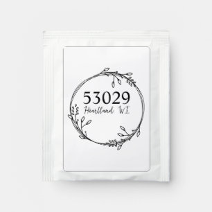 Custom City & State Wreath Farmhouse Tea Towel, Cu Bag Drink Mix