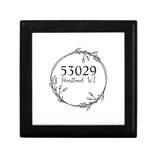 Custom City & State Wreath Farmhouse Tea Towel, Cu Gift Box (Front)