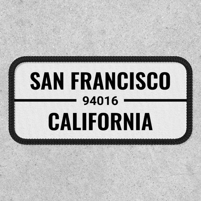 Custom City, State, Zip Code Bold Personalized Patch (Front)