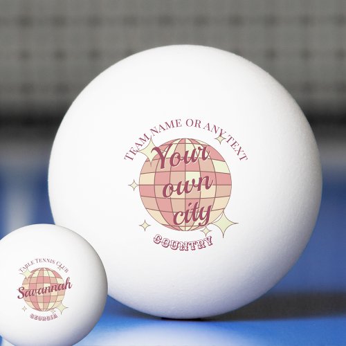 Custom City table tennis club Ping Pong Balls