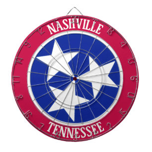 Custom City TENNESSEE Flag Design Red Border Dart Board