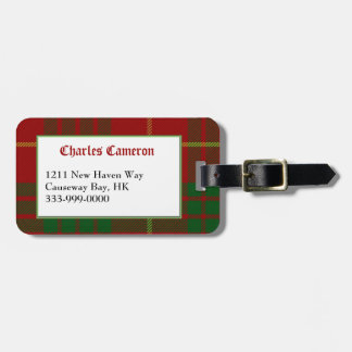 Custom Clan Cameron Tartan Plaid Luggage Tag