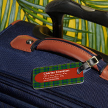 Custom Clan Cranstoun Tartan Plaid Luggage Tag