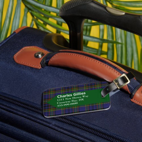 Custom Clan Gillies Tartan Plaid Luggage Tag
